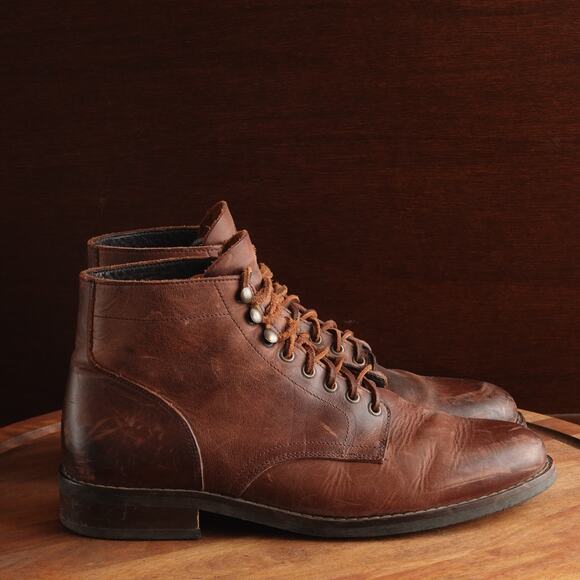 Rhodes Boots Mens SZ 10 Brown Dean Plain Toe Leather Ankle Heritage Classic READ main image 13